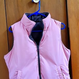 Reversible pink and brown puffer vest. Women's medium